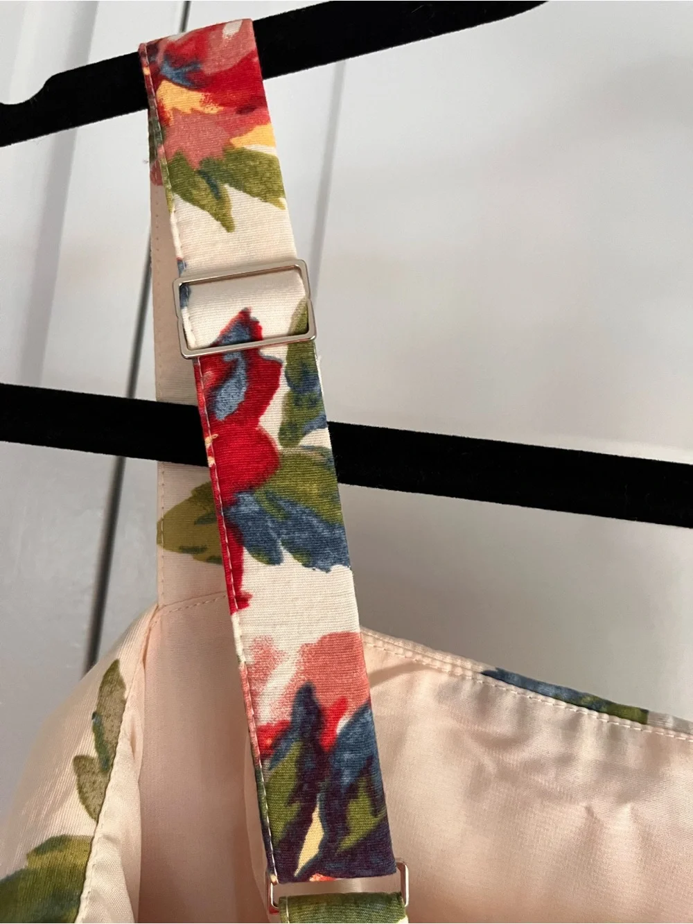 Floral Cream Sundress with Red & Blue Bloom Print